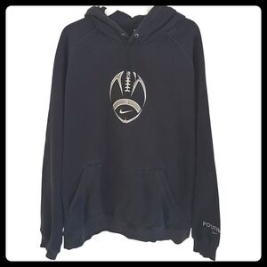 Vintage Nike Football Hoodie Sz. 2X Black Embroidered Pullover Sweatshirt Unisex